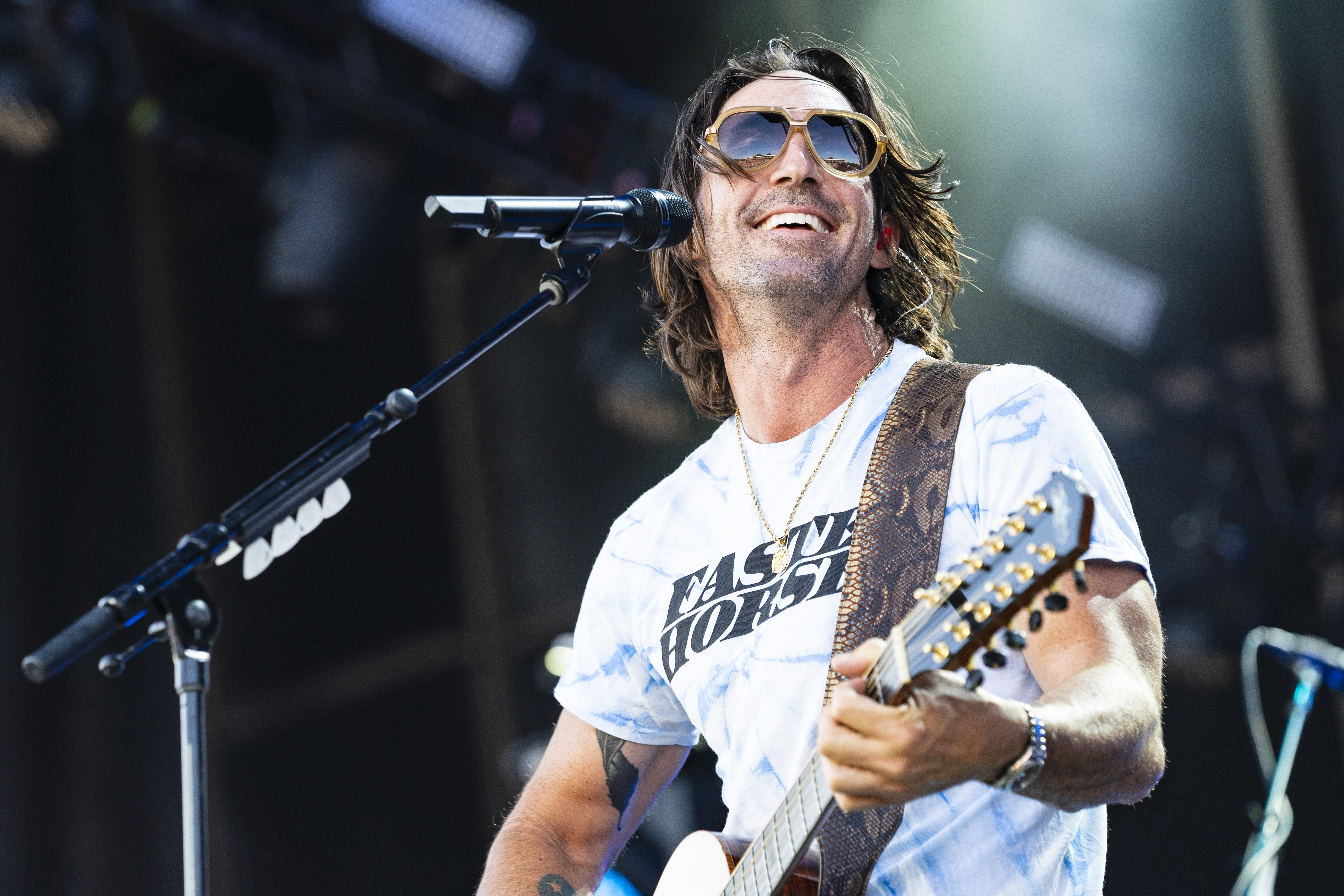 BROOKLYN, MICHIGAN - JULY 22: Jake Owen performs during 2022 Faster Horses Festival at Michigan International Speedway on July 22, 2022 in Brooklyn, Michigan. (Photo by Erika Goldring/WireImage)