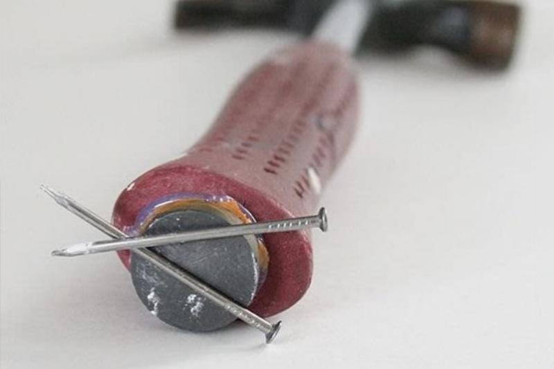glue a magnet to your hammer for nails hack