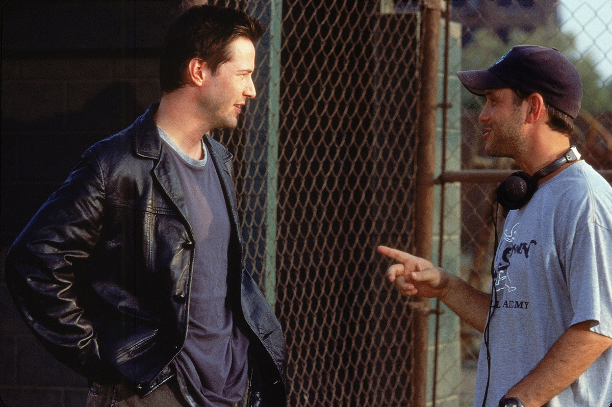 Keanu on Set of Hardball with director Brian Robbins