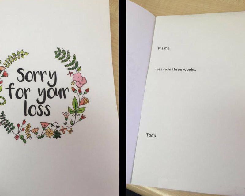 This sympathy card says 