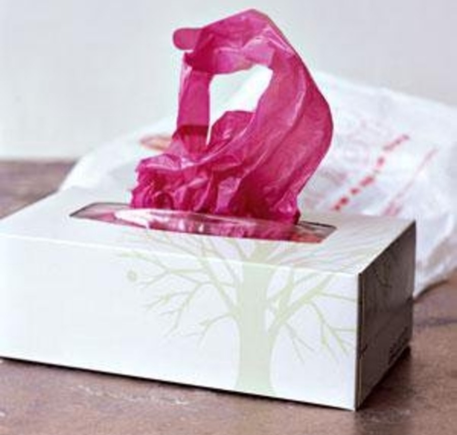 store plastic bags in a tissue box