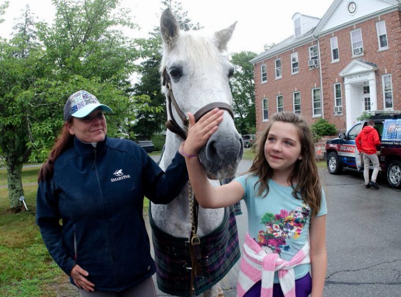 woman, horse, and girl