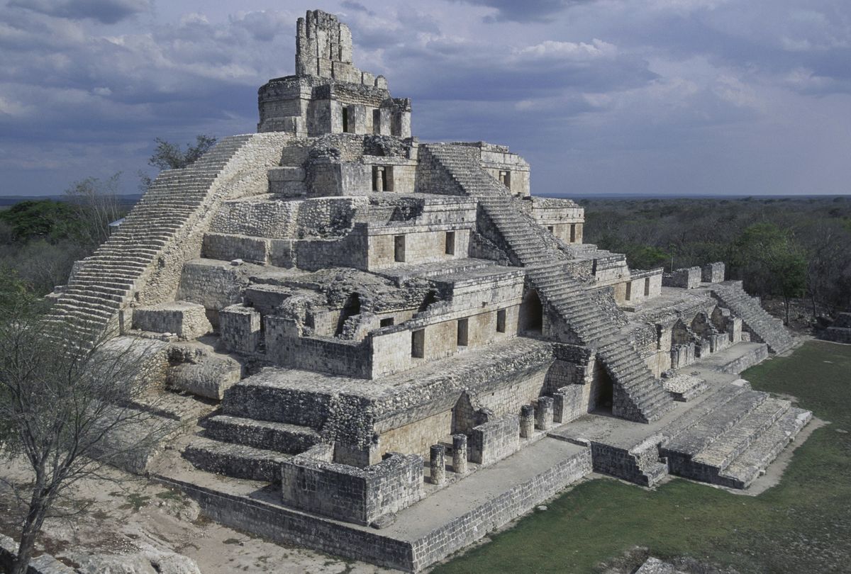 The Pyramid of the Five Storeys in Edzna, Mexico, a temple of the Mayan civilization.