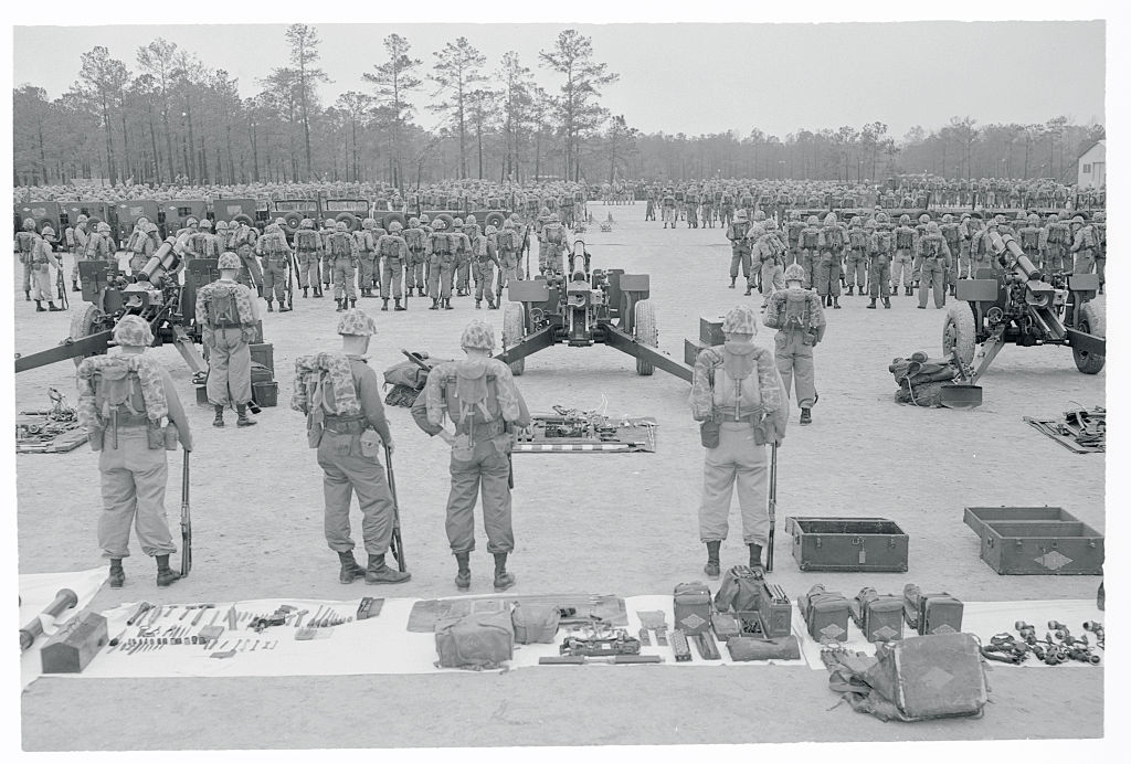 Military men standing at attention 
