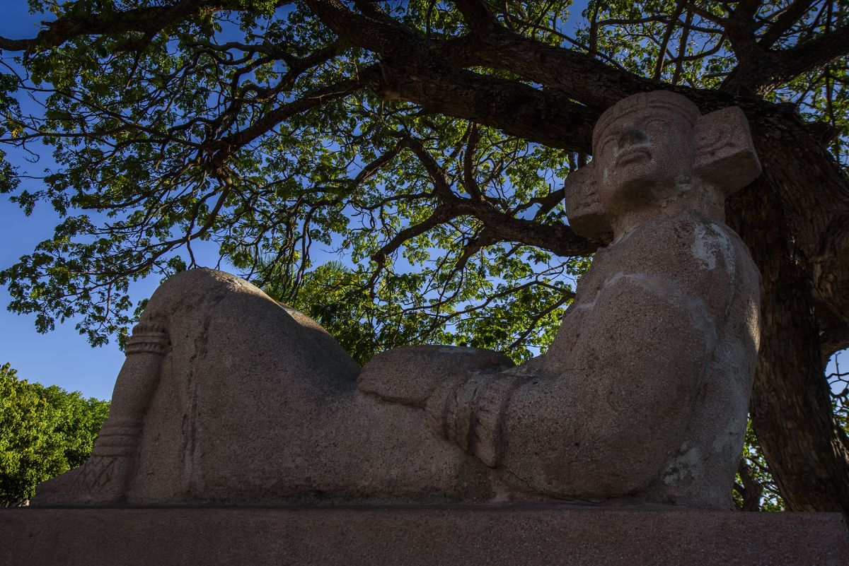 Lime culture of Chac-Mool, the Mayan rain god of Chichen-Itza in Mexico