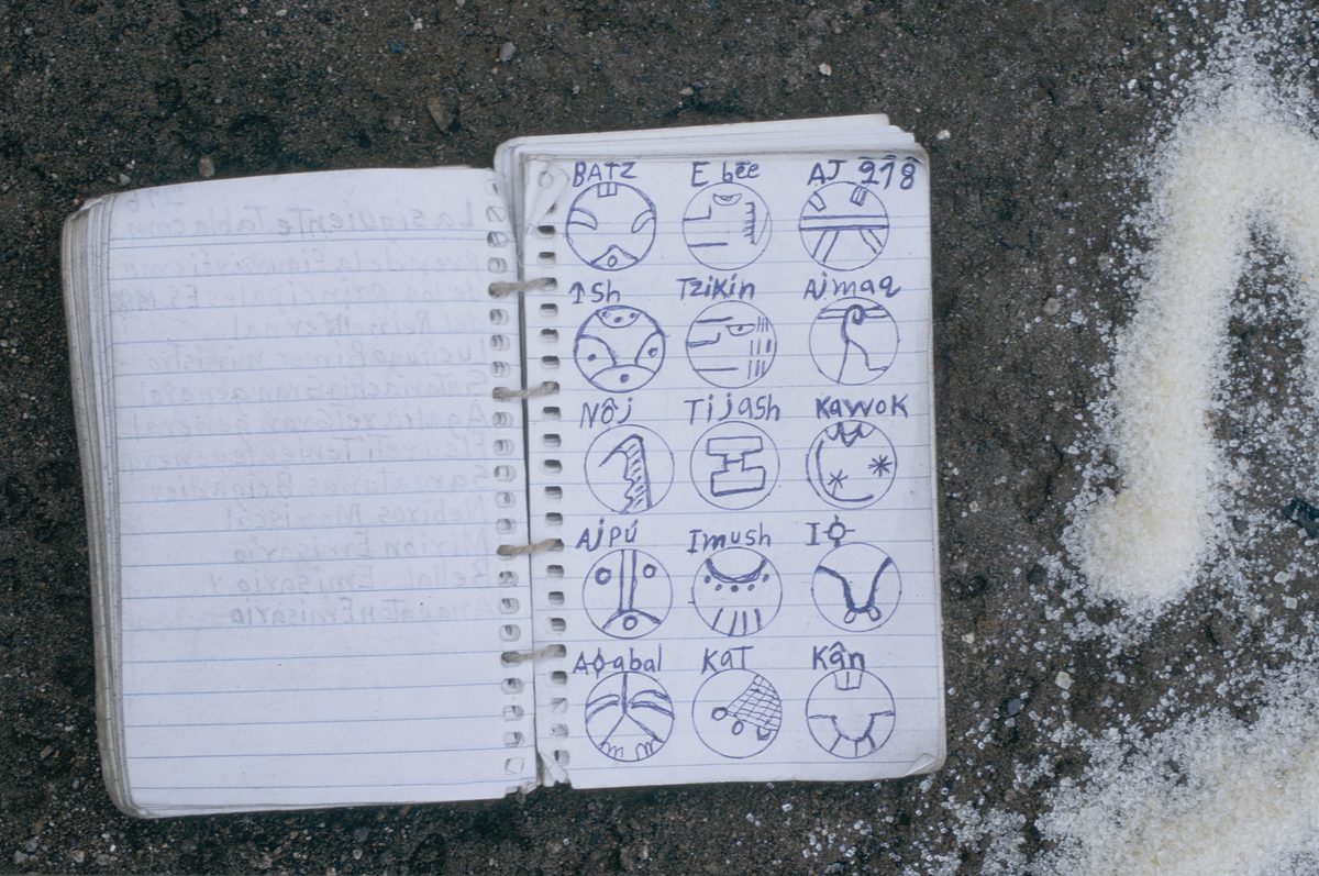 a notebook deciphering mayan calendar