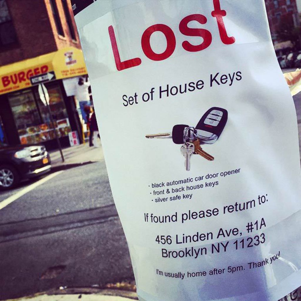 poster for lost house keys