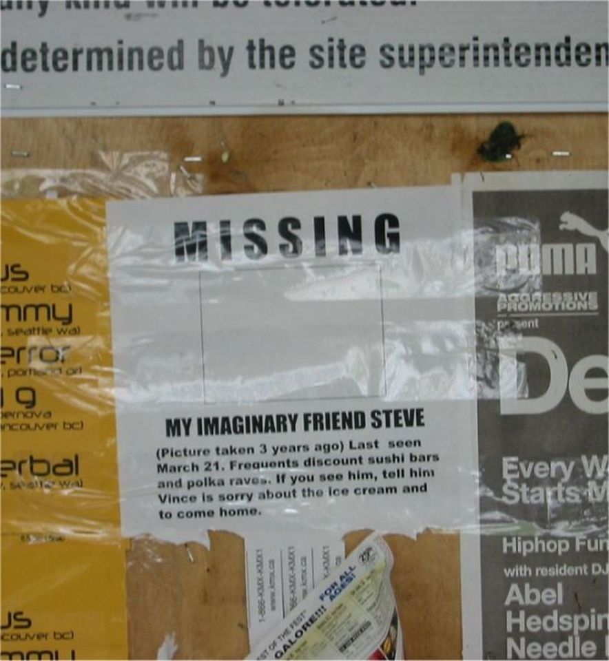 imaginary friend Steve is missing
