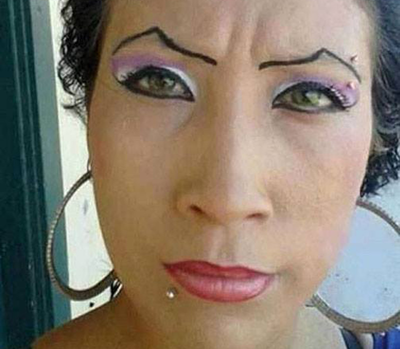 a woman with ugly eyebrows