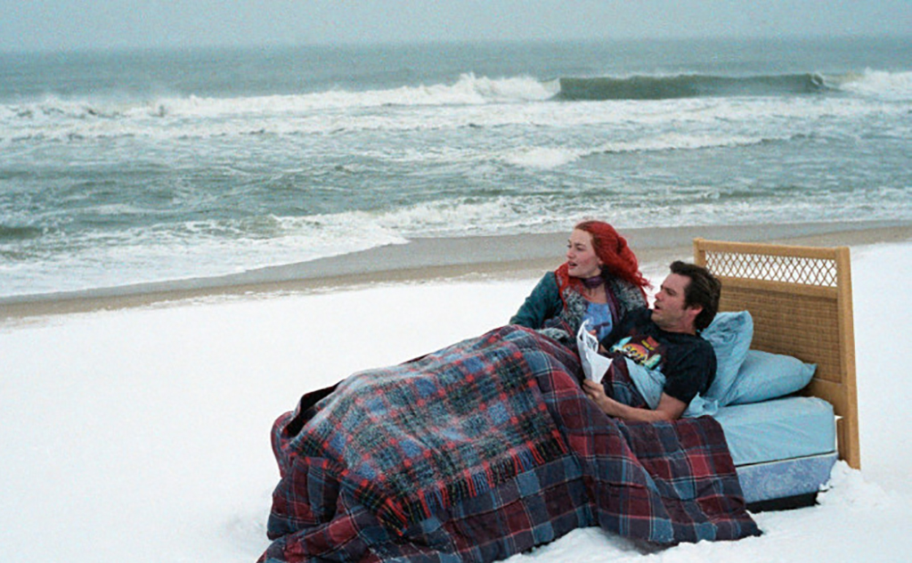 Sitting on a bed on the beach 