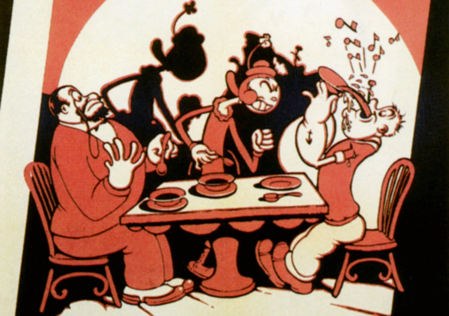 Art featuring characters from 'Popeye the Sailor Man'