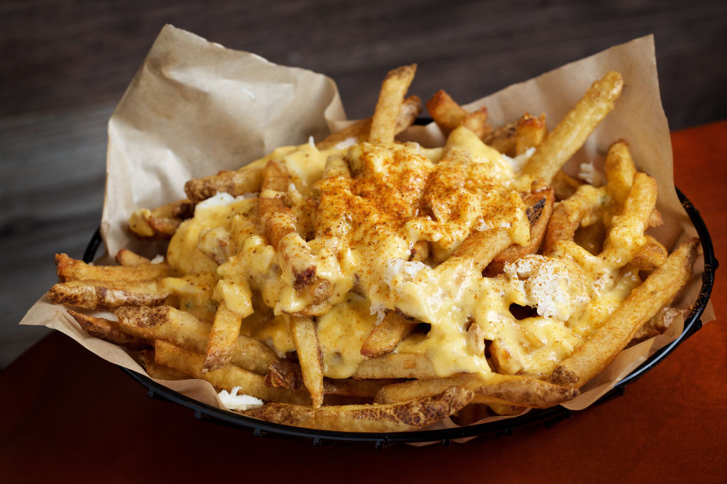 A basket of cheese fries