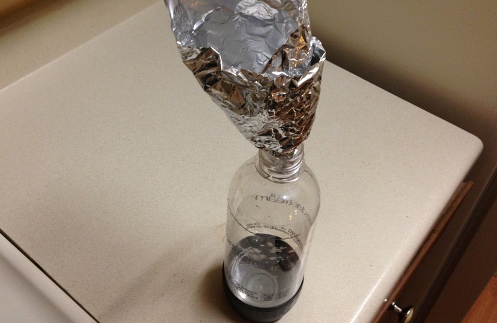Foil shaped into a funnel 