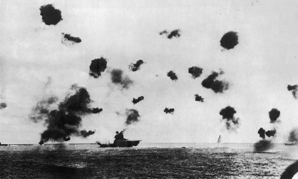 USS Yorktown in battle 