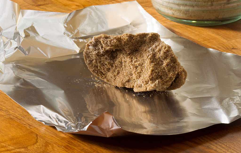 Brown sugar on aluminum foil 