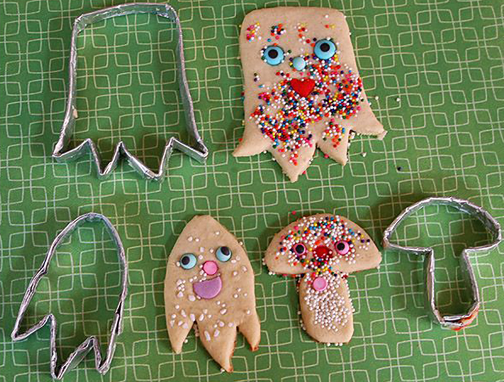 Aluminum foil shaped into cookie cutters 