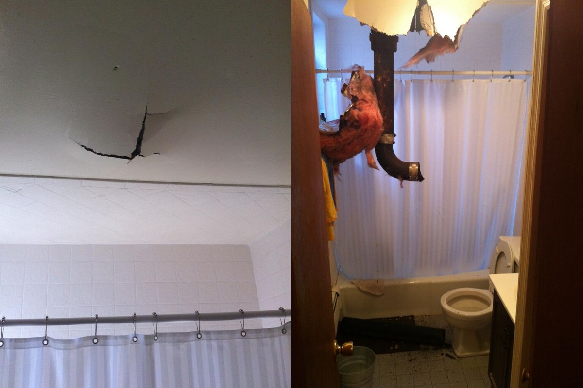 ceiling crack turned to full on hole