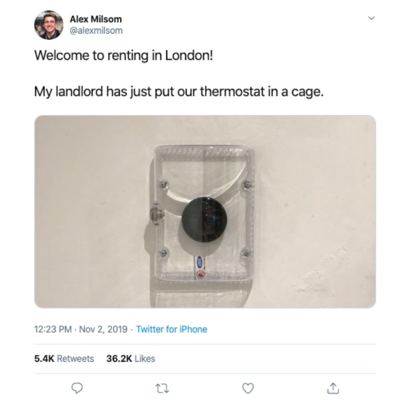 renting in london with a cage over thermostat