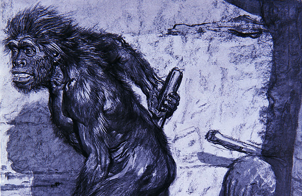 Drawing of a Neanderthal 