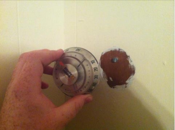 thermostat nailed to wall not hooked up 