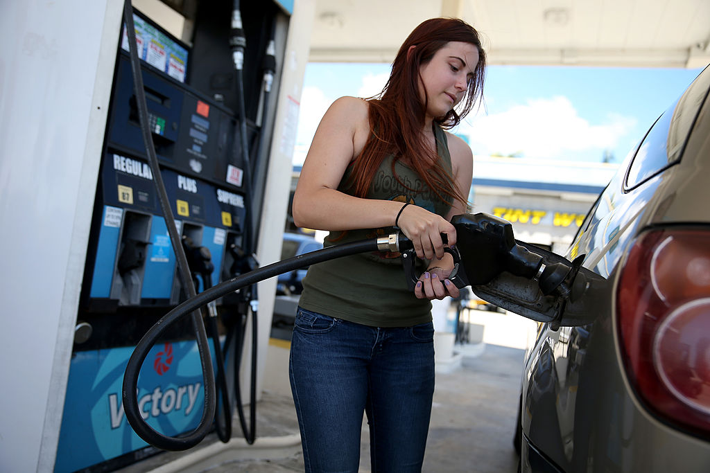 Gabrielle Smith pumps gas