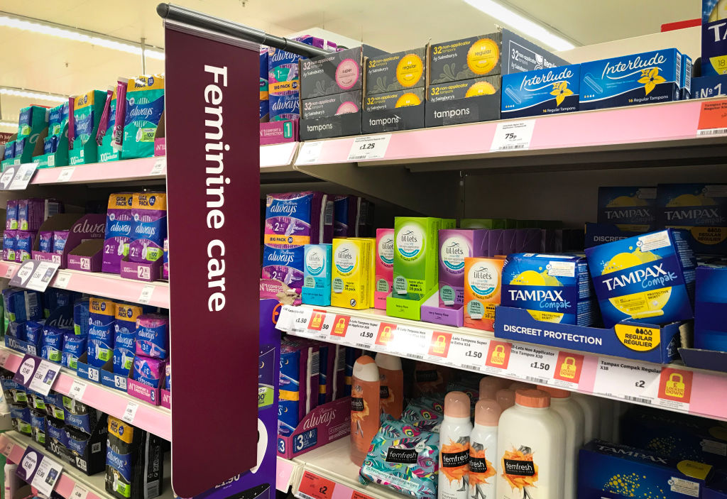 Sanitary products and tampons on sale