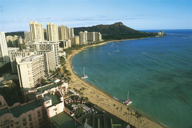 an aerial view of waikiki beach in hawaii