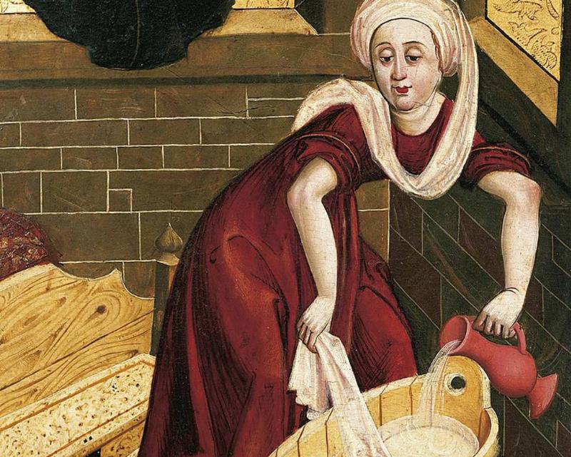 Woman making a bath 
