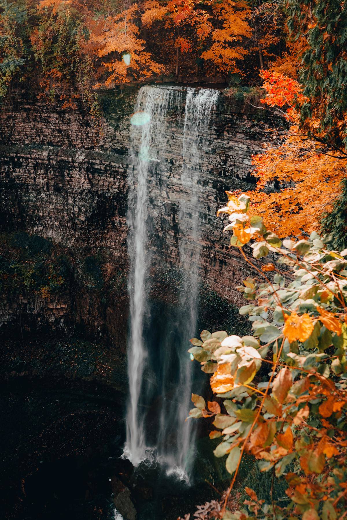 The Dundas Peak waterfall runs.