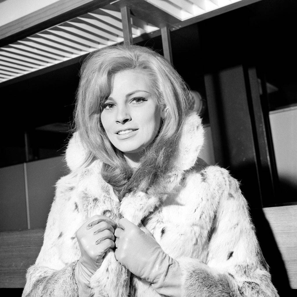 Raquel Welch leaves London Airport for her Hollywood home after spending the past few months in England filming One Million Years BC.