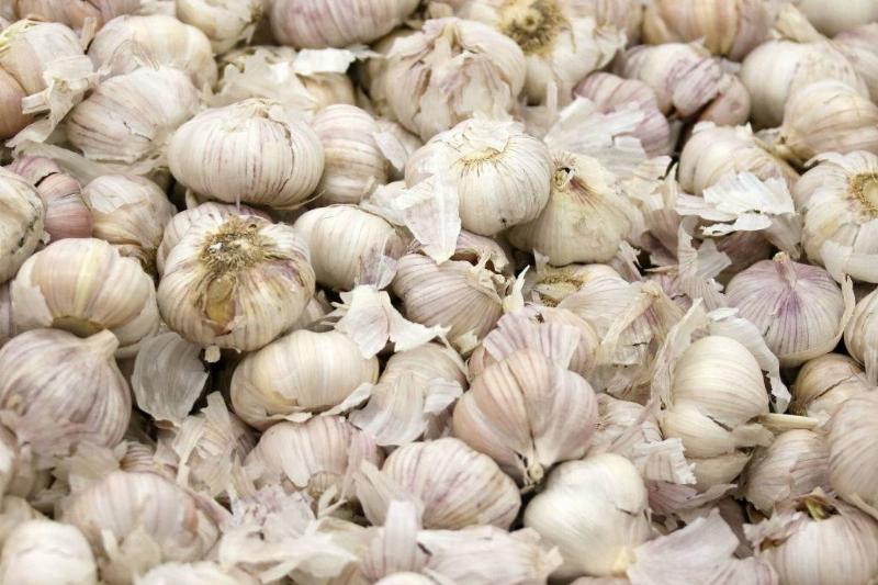 a large pile of garlic