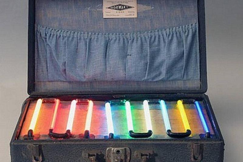 briefcase full of neon lights