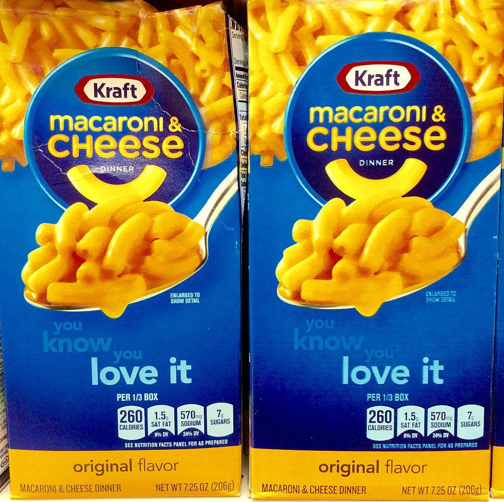 closeup of boxed kraft mac and cheese