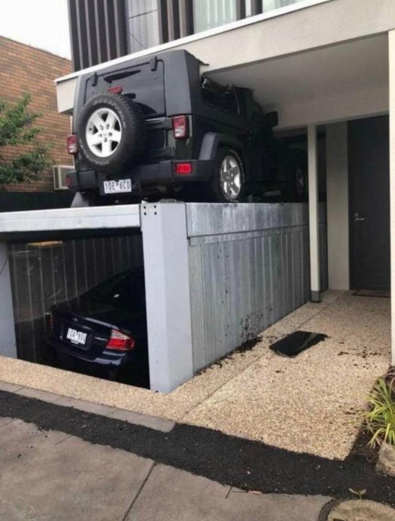 crushed car on top