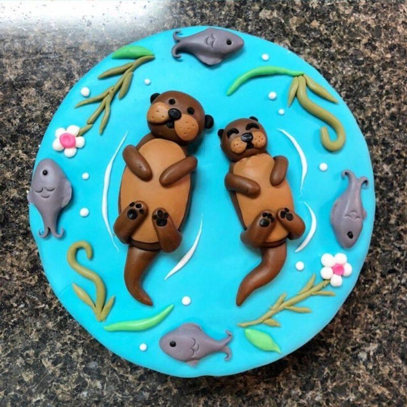 a really cute otter cake
