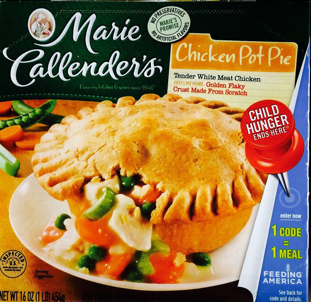 frozen Marie Callender's chicken pot pie box