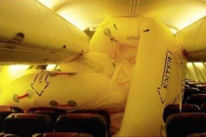slide opened in airplane