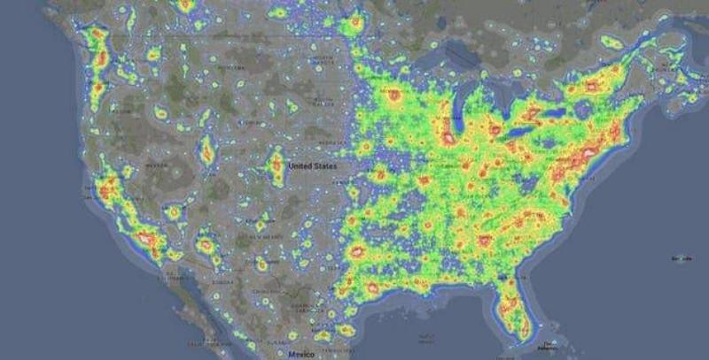 Light Pollution Throughout The Continental United States