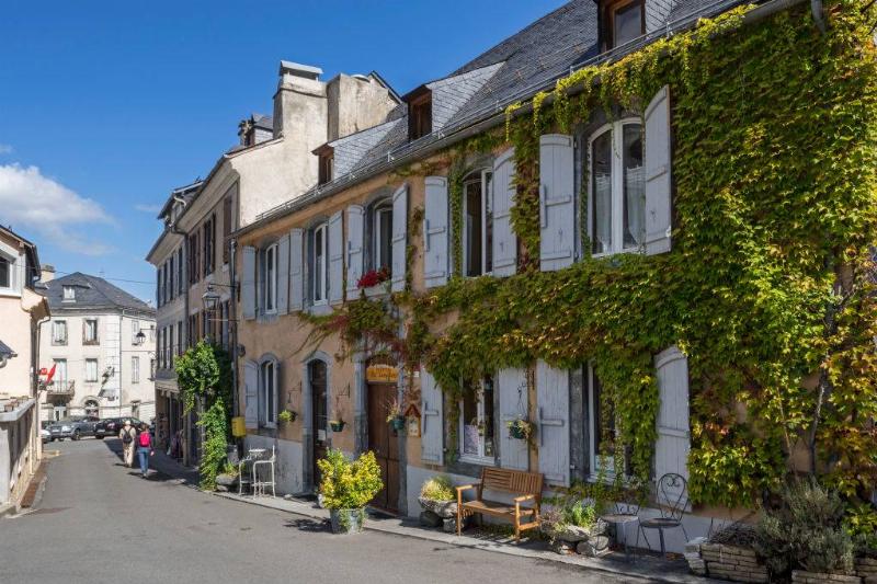 Hotel restaurant at the village Luz-Saint-Sauveur, Hautes-Pyrenees, France.