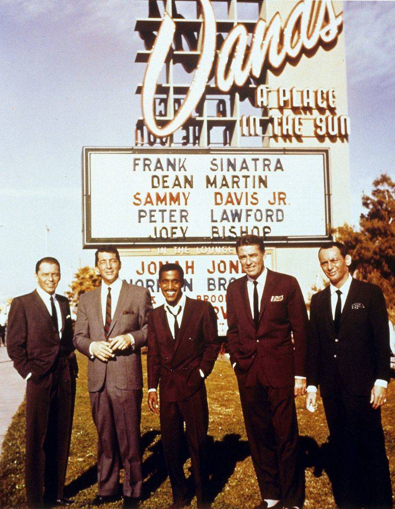 Frank Sinatra, Dean Martin, Sammy Davis Jnr, Peter Lawford, Joey Bishop - posed outside Sands Casino, Las Vegas, 1960 at 