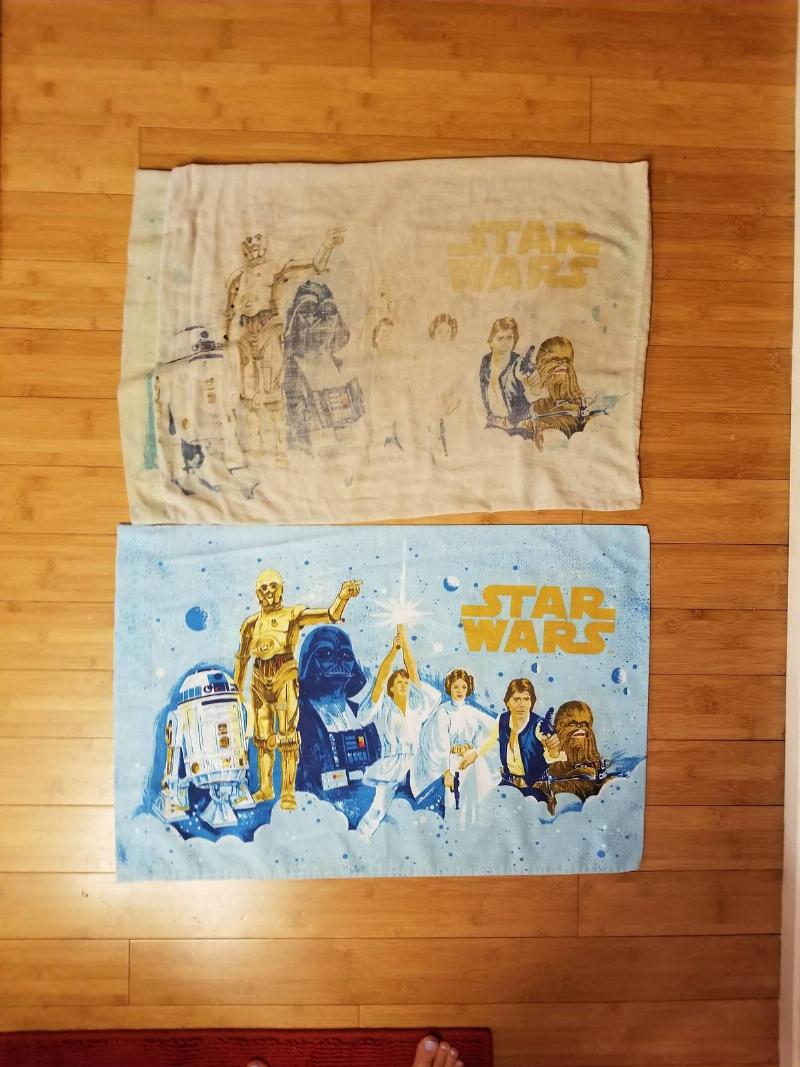 pillowcase compared to one that hasn't been used 
