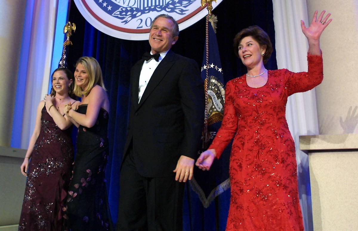 First Lady Laura Bush wears her 2001 inauguration dress.