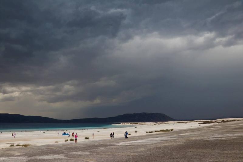 Dark rain clouds hover over Lake Salda...