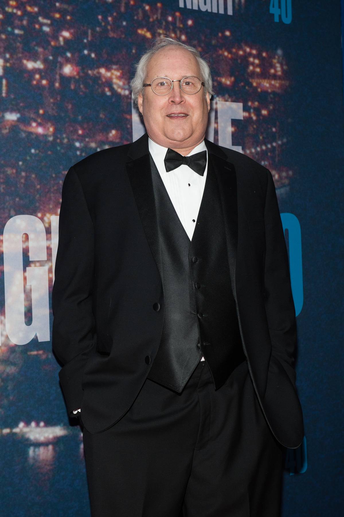 Chevy Chase attends the SNL 40th Anniversary Celebration at Rockefeller Plaza.