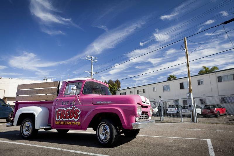 Pink Ford Pickup Truck F100