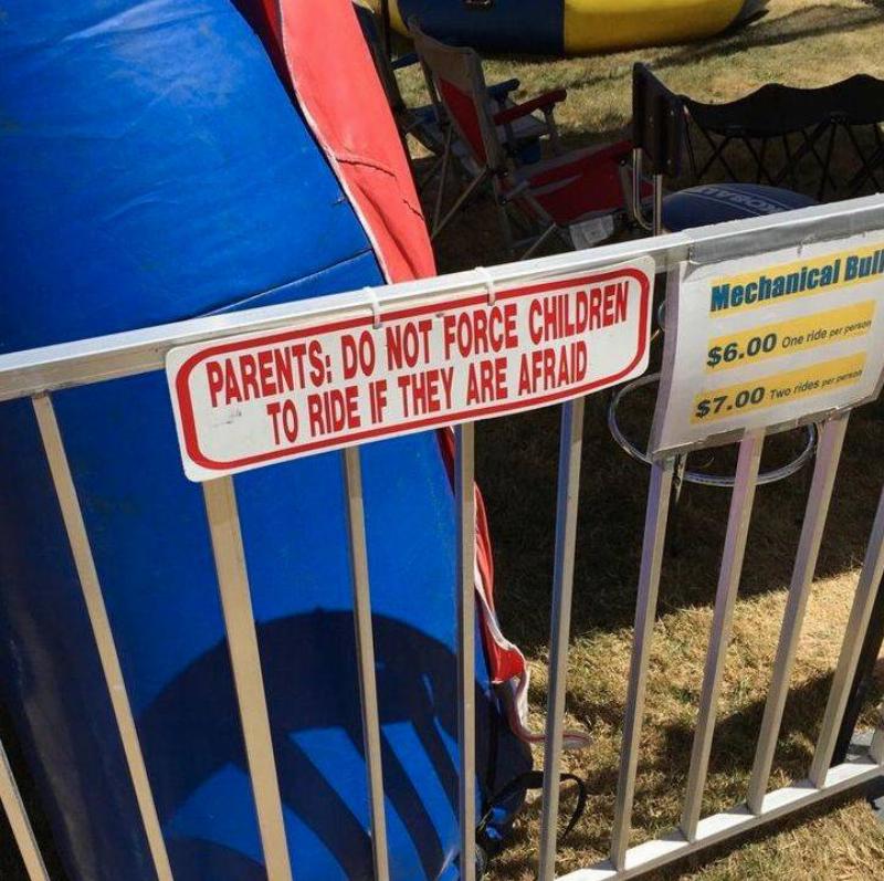 don't force children to ride sign
