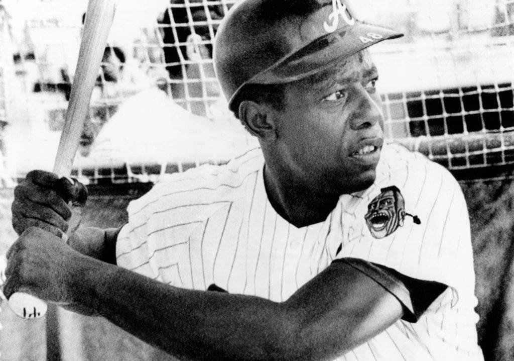 hank aaron at bat