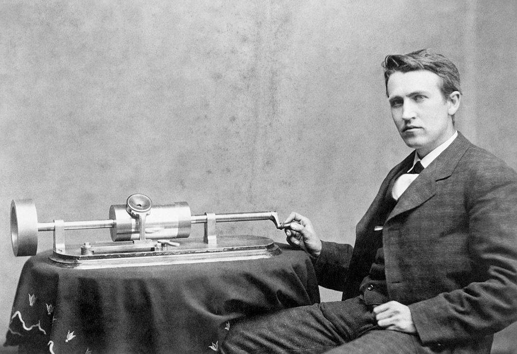 Professor Thomas Edison and his speaking phonograph
