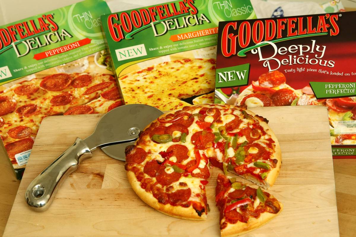 A Goodfella's pizza, made by Northern Foods Plc., is display
