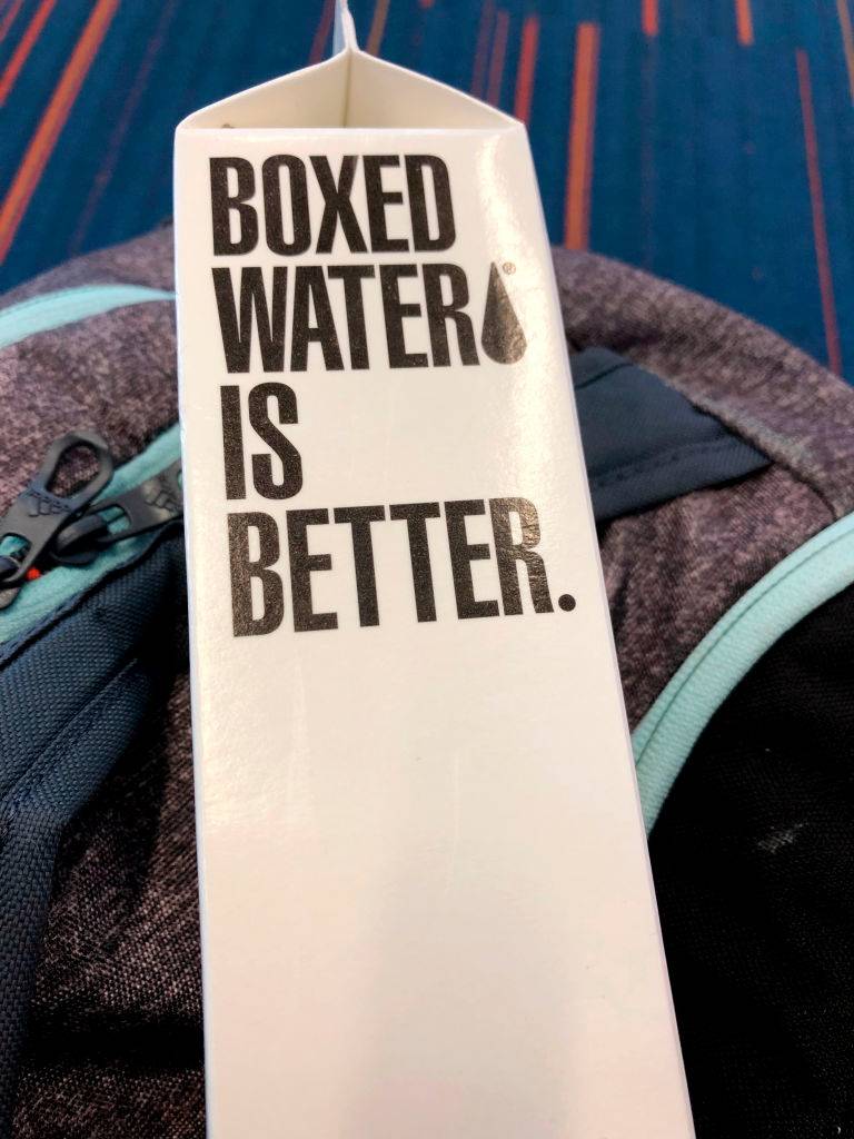 boxed water carton with the writing boxed water is better